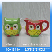 Owl series ceramic sugar pot and milk jug